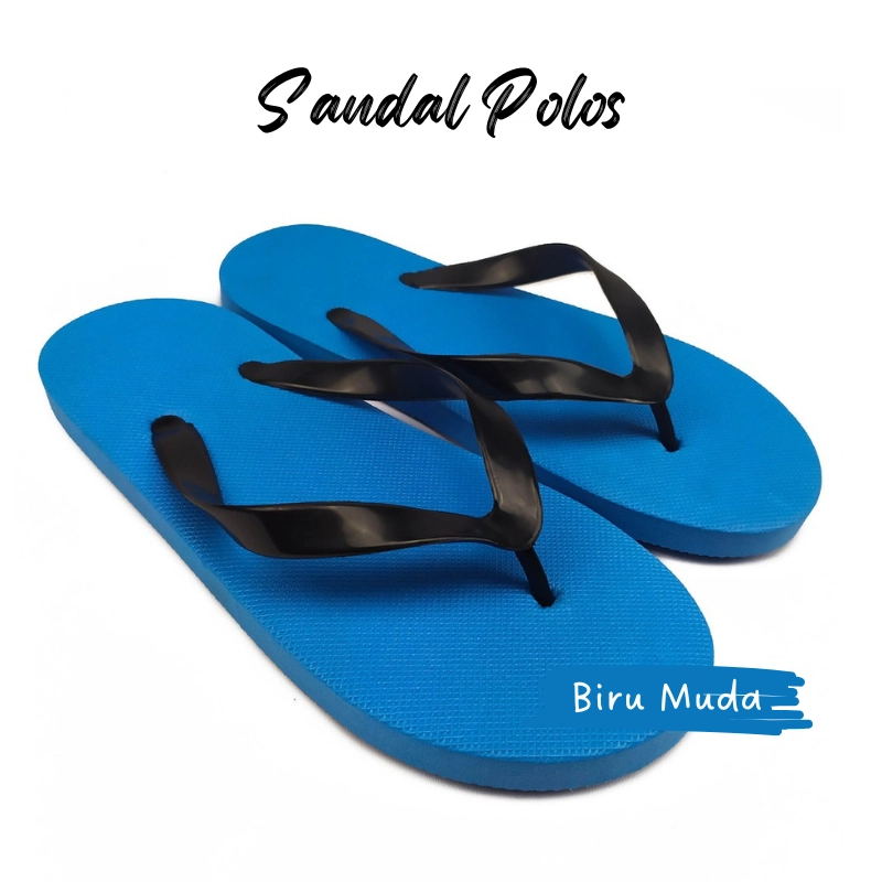 Product image Sandal (sendal) Jepit Polos - Sendal Polos Bahan Spon Nyaman Polos Biru Muda